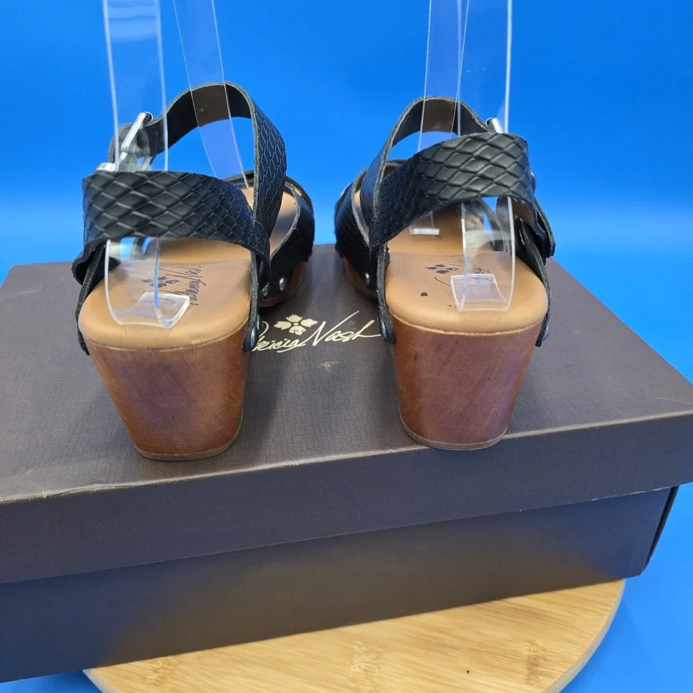 Patricia Nash Gigi Black Leather Clog Sandal Women's US‎ 7 EU 37 w/original box
